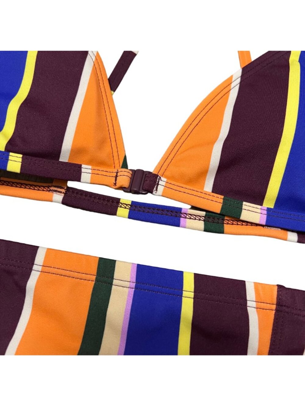 Urban Outfitters Multicolor Striped Strappy High Waisted Bikini Set Size M NEW - Picture 2 of 5